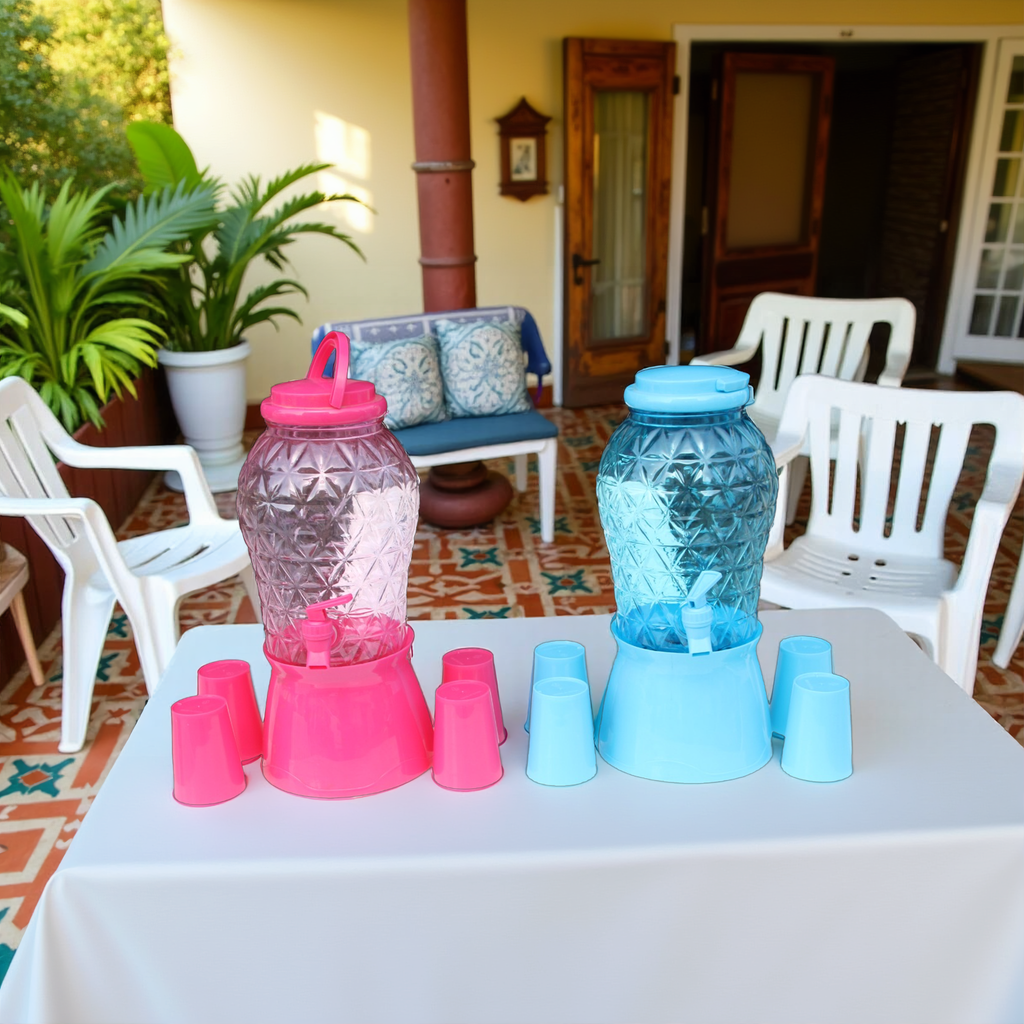 Fontaine avec 4 Tasses – Disponible en Rose ou Bleu